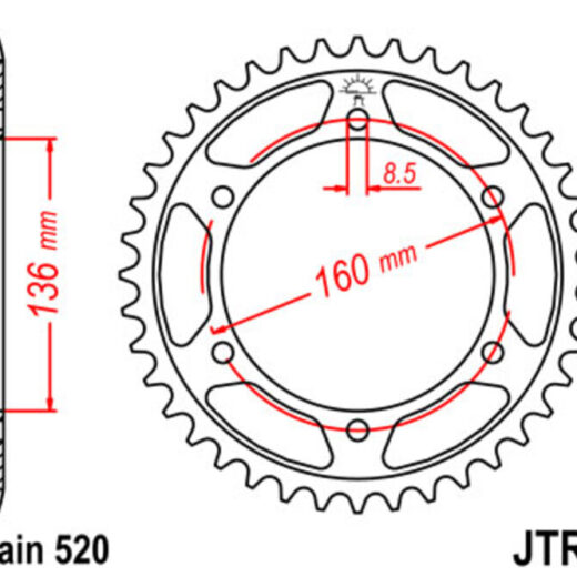 Corona trasera JT SPROCKETS 520 acero ST 5