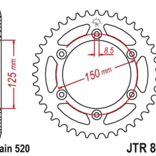 Corona trasera JT SPROCKETS 520 acero ST 897