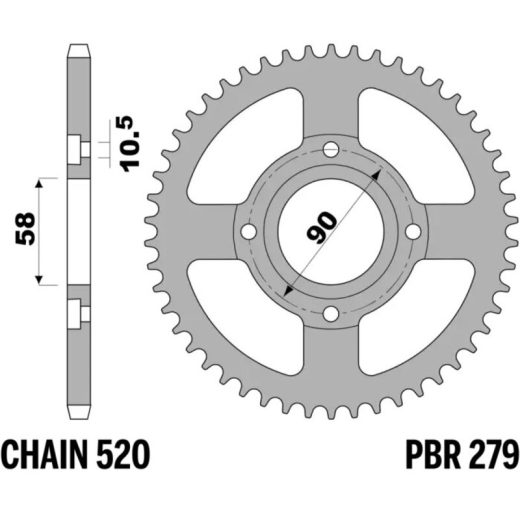 Corona PBR acero C45 estándar 279 - 520