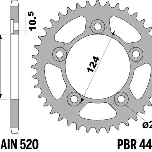 Corona trasera PBR 520 acero ST 4444