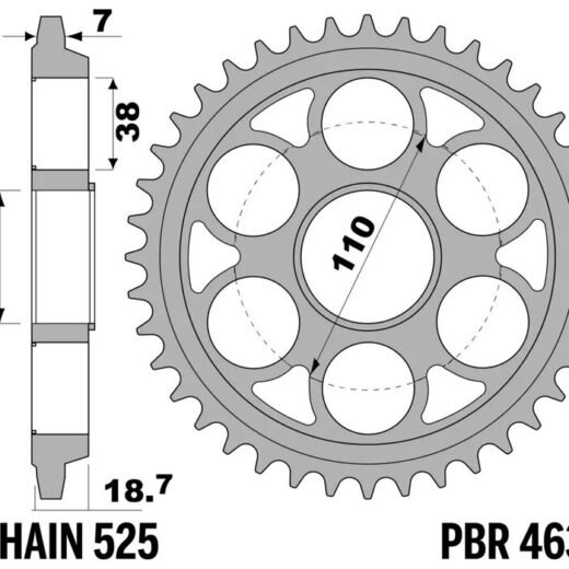 PBR RR SPROC 525 STEEL ST 4639,