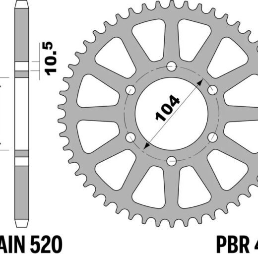 Corona trasera PBR 520 acero ST 478