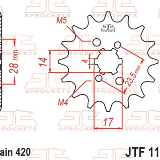 Piñon JT 1129 de acero con 14 dientes