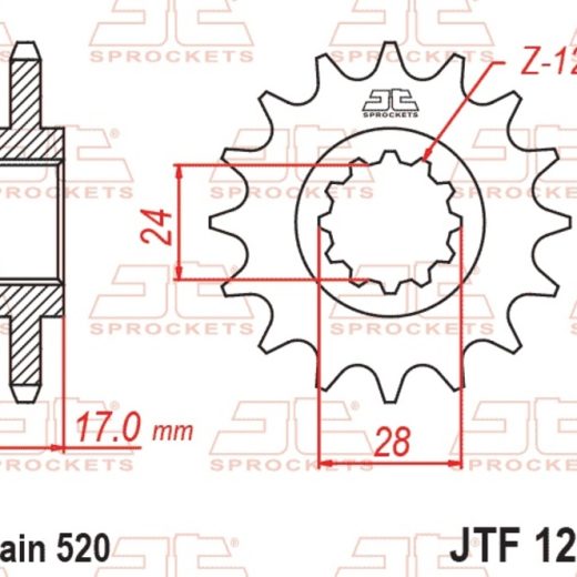 Piñón JT SPROCKETS acero estándar 1295 - Paso 520