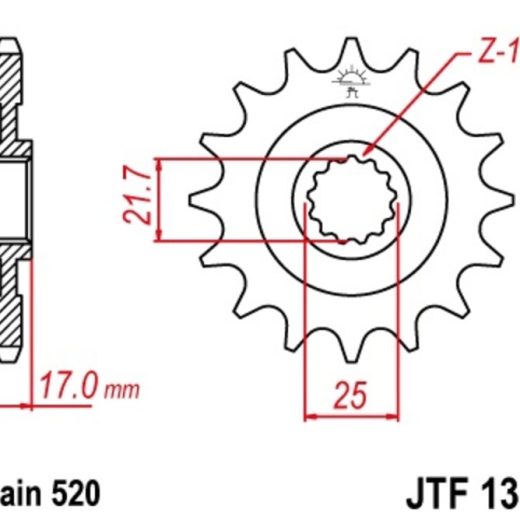 Piñón JT SPROCKETS acero estándar 1381 - Paso 520