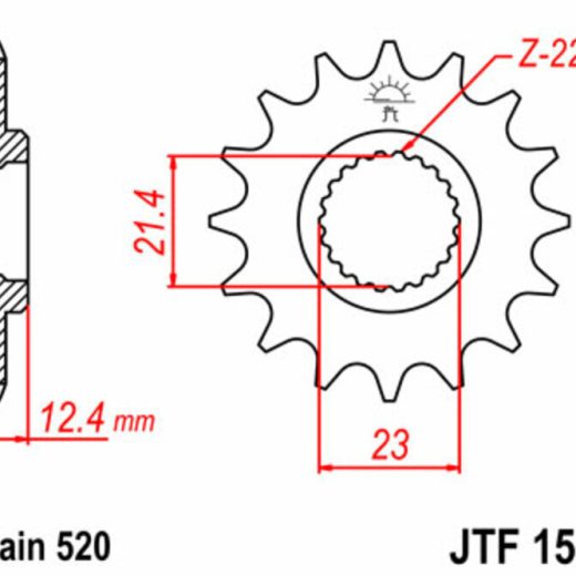 Piñón JT SPROCKETS acero estándar 1593 - Paso 520