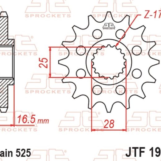 Piñón JT SPROCKETS acero estándar 1904 - Paso 525