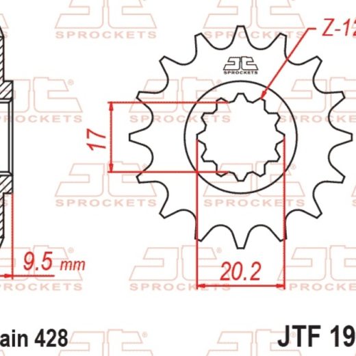 Piñón JT SPROCKETS acero estándar 1907 - Paso 428