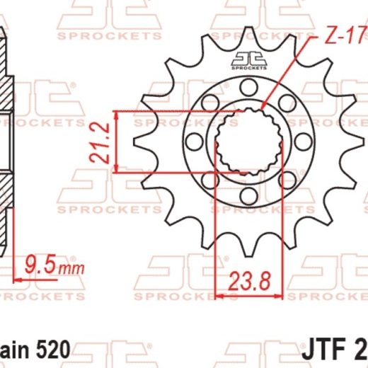 Piñón JT SPROCKETS acero estándar 284 - Paso 520