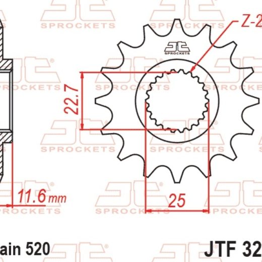 Piñón JT SPROCKETS acero estándar 3221 - Paso 520