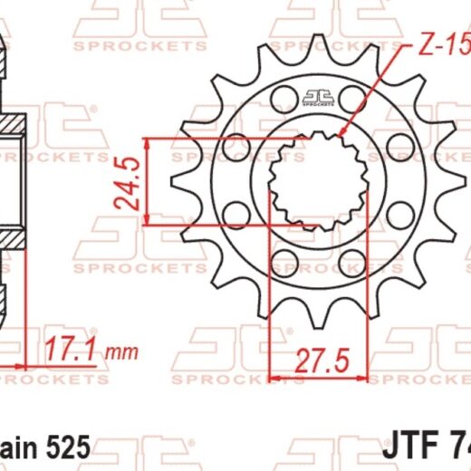 Piñon JT 749 de acero 14 dientes