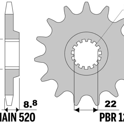 Piñón PBR acero estándar 1248 - 520