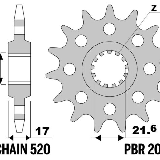 Piñón PBR acero con goma anti-ruido 2042 - 520
