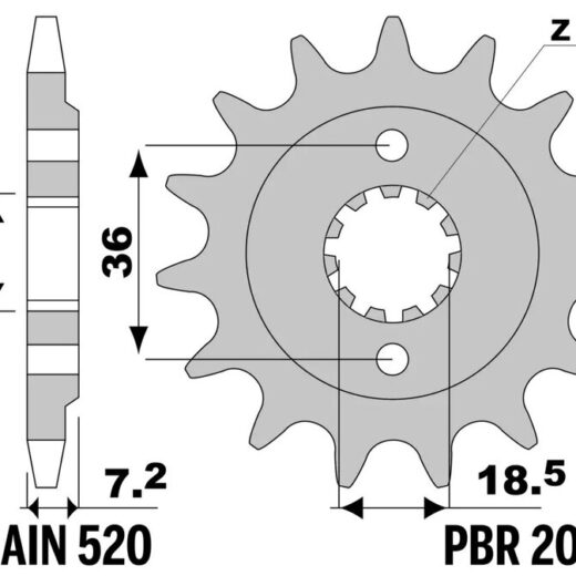 Piñón PBR acero estándar 2067 - 520