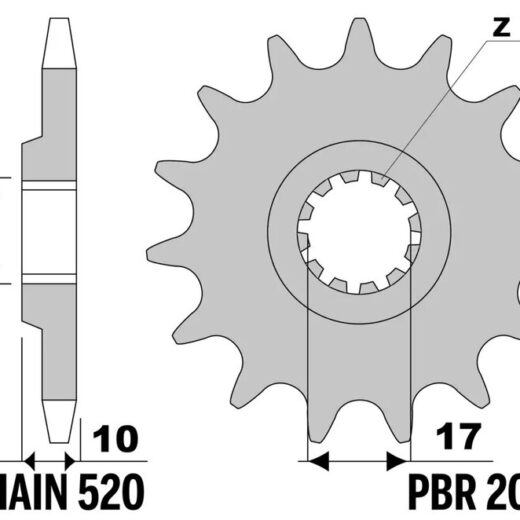 Piñón PBR acero estándar 2074 - 520
