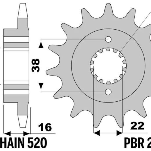 Piñón PBR acero estándar 2075 - 520