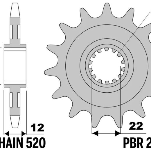 Piñón PBR acero estándar 2102 - 520