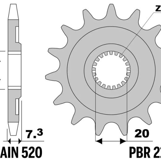 Piñón PBR acero estándar 2120 - 520