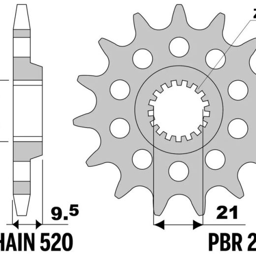 Piñón PBR acero estándar 2133 - 520