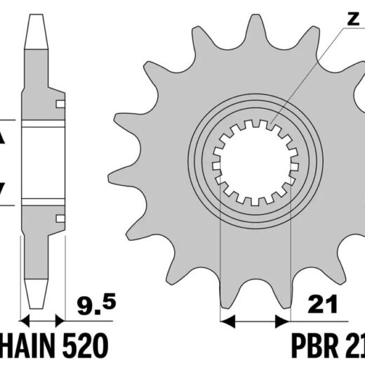 Piñón PBR acero estándar 2134 - 520