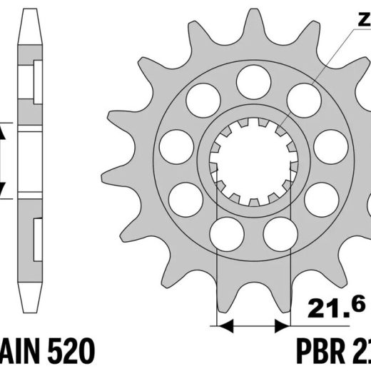 Piñón PBR acero estándar 2141 - 520