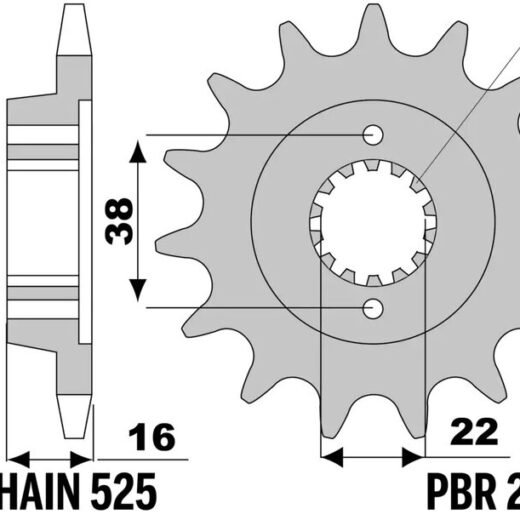 Piñón PBR acero estándar 2222 - 525