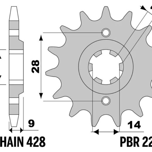 Piñón PBR acero estándar 2223 - 428