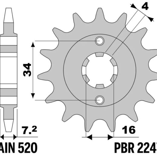 Piñón PBR acero estándar 2247 - 520