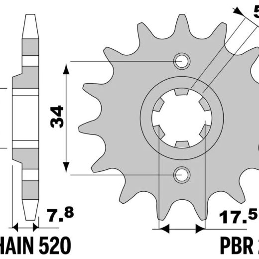 Piñón PBR acero estándar 279 - 520