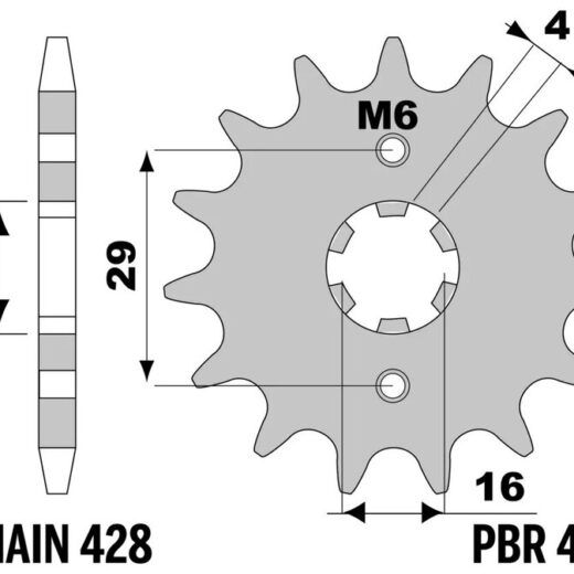 Piñón PBR acero estándar 425 - 428