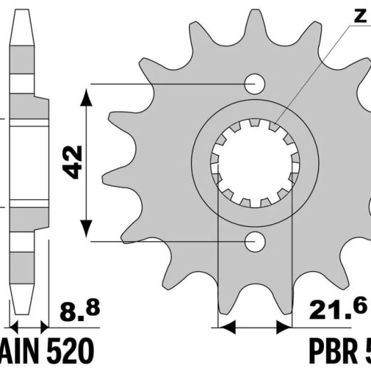 Piñón PBR acero estándar 523 - 520