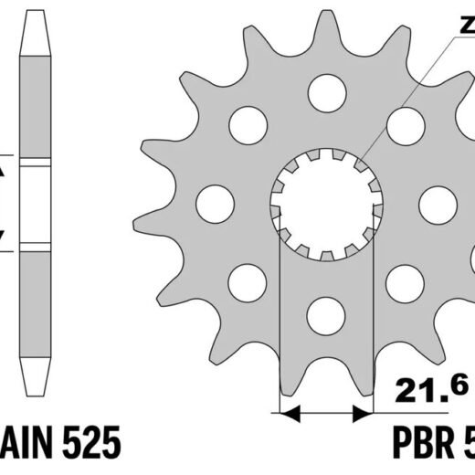 Piñón PBR acero estándar 564 - 525