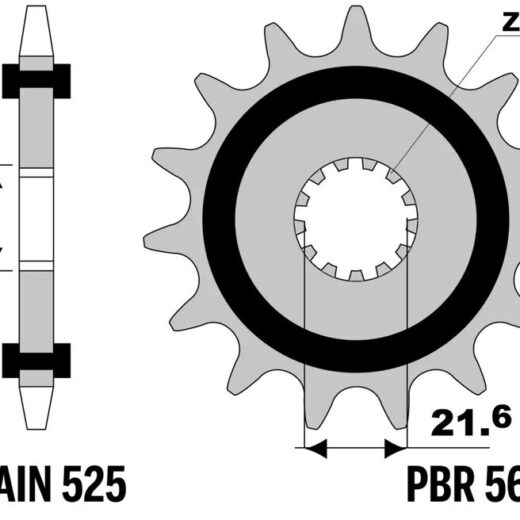Piñón PBR acero con goma anti-ruido 564 - 525