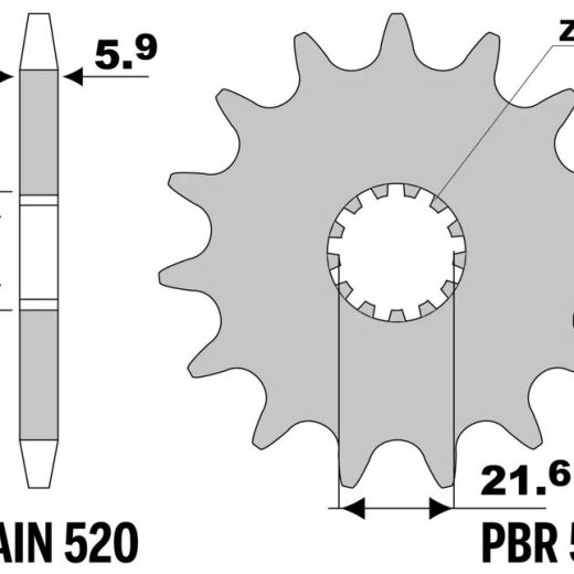 Piñón PBR acero estándar 565 - 520