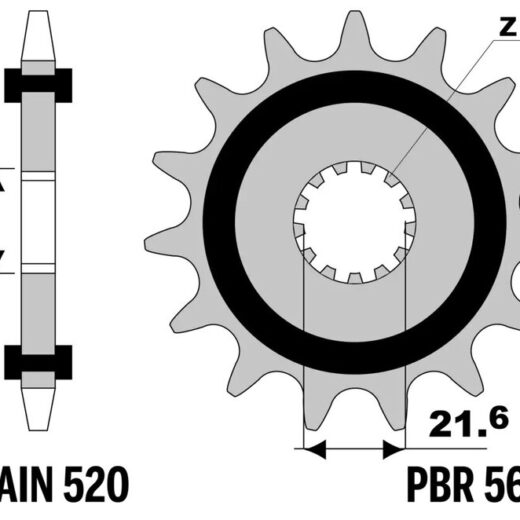 Piñón PBR acero con goma anti-ruido 565 - 520