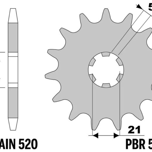 Piñón PBR acero estándar 569 - 520