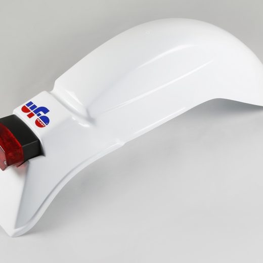 Guardabarros trasero universal UFO enduro con luz Ktm GS, Cagiva, Wrx blanco ME08034-W