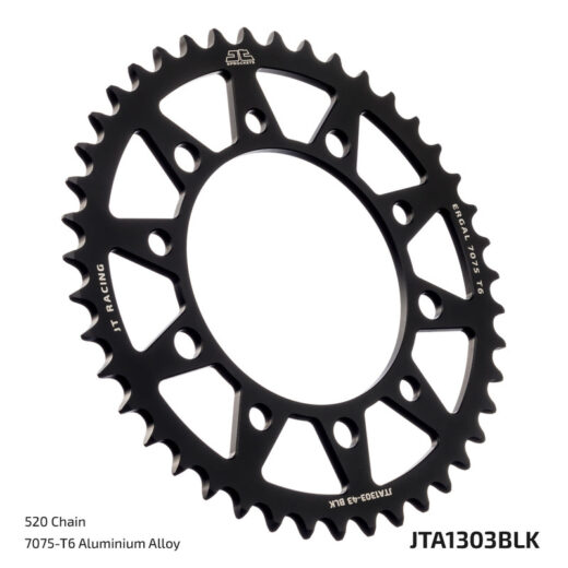 Corona JT Aluminio negro JT 1303 con 46 dientes