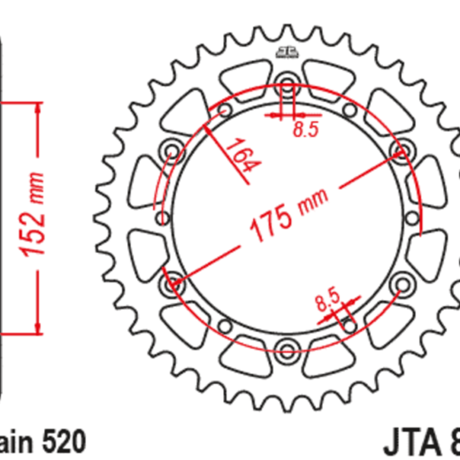Corona JT Aluminio negro JT 853 con 40 dientes