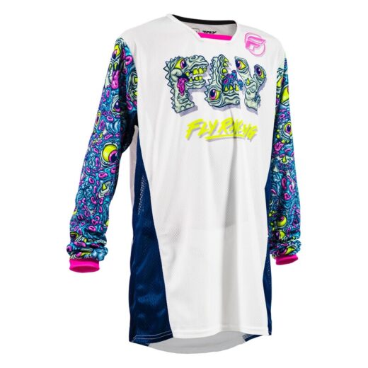 Camiseta infantil FLY RACING Kinetic Mesh Mutant - Blanco / Azul / Multi